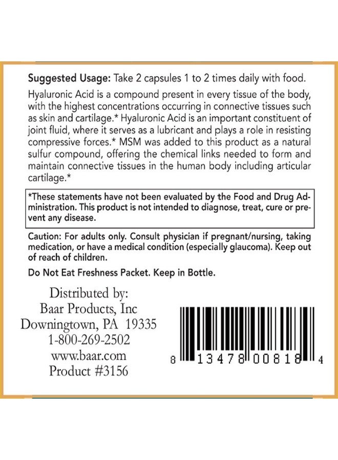 Baar Nature's Blessing Hyaluronic Acid with MSM VCaps - Image 3