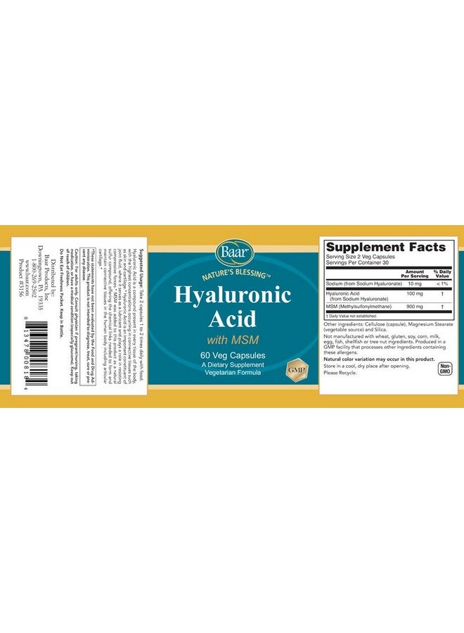 Baar Nature's Blessing Hyaluronic Acid with MSM VCaps - Image 2