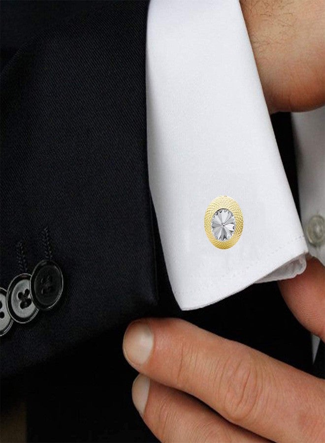 Okos Gold Plated Men'S Fashion Jewellery Combo Of White Revoli Studded Cufflink And Tie Pin Set For Office Wear/Casual Wear For Boys And Women CO1000367 - Image 4