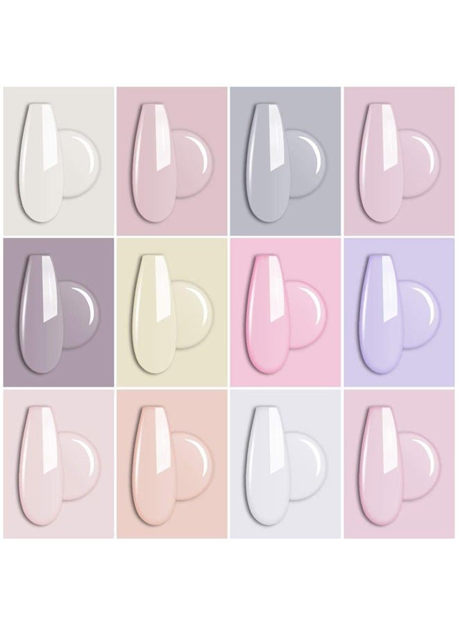 AIMEILI طقم طلاء أظافر جل شفاف باللون الأبيض الحليبي والوردي الشفاف، مجموعة طلاء أظافر جل قابلة للإزالة مكونة من 12 قطعة سعة 8 مل - مجموعة 3 - Image 2