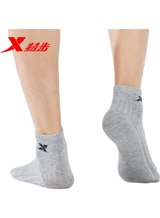 XTEP Men'S Socks, Dry And Skin-Friendly Athletic Socks, Five-Pair Pack, Mixed Colors, Solid Color Socks, Moisture-Wicking And Sweat-Absorbing - Image 2
