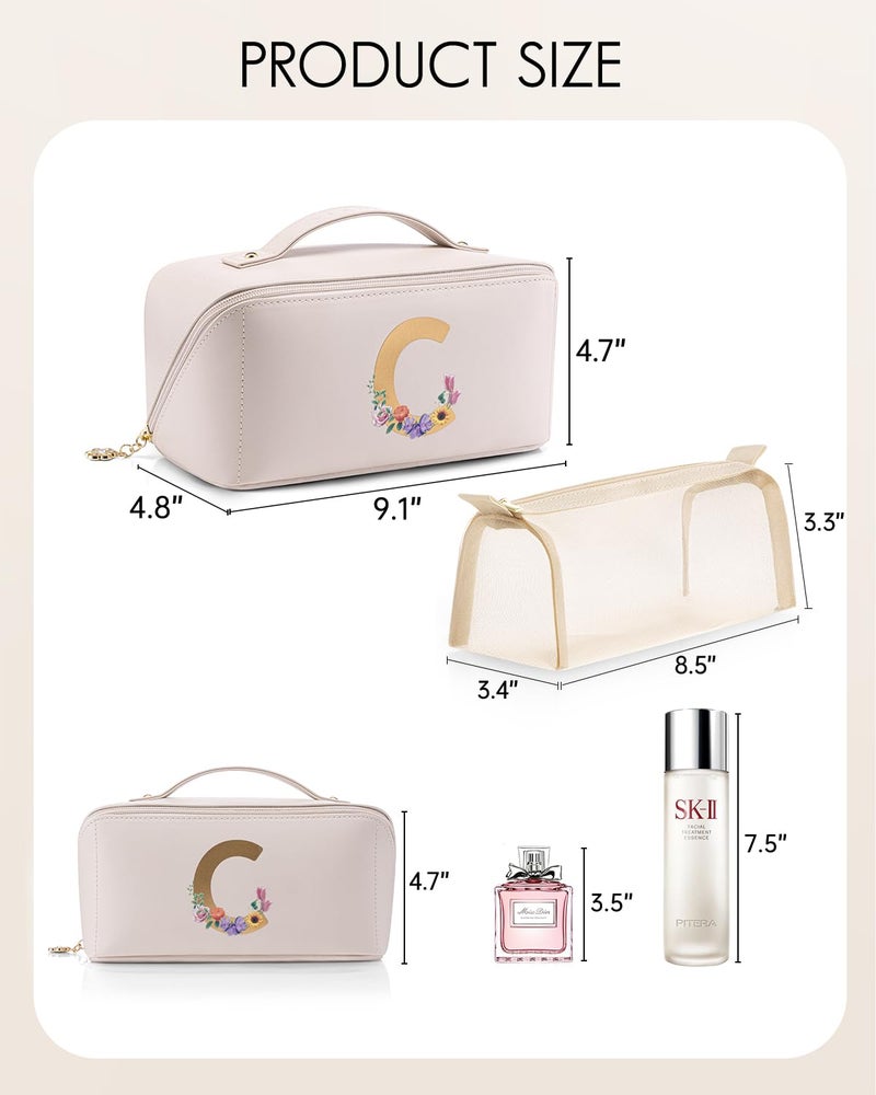 Vlando Bridal Shower Gifts,Initial Makeup Bags,Mothers Day Gifts for Mom Birthday Gifts for Women Girls Personalized Gifts for Wife Thanks Gift(Letter C) - Image 5