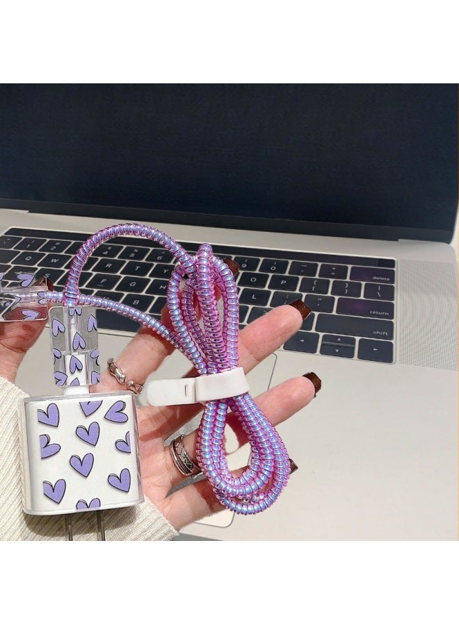 Frosted For Apple 20w/18w Charging Head Cover Data Line Protective Cover Bite Cherry Blossom-Colour:Purple Heart  - Image 5