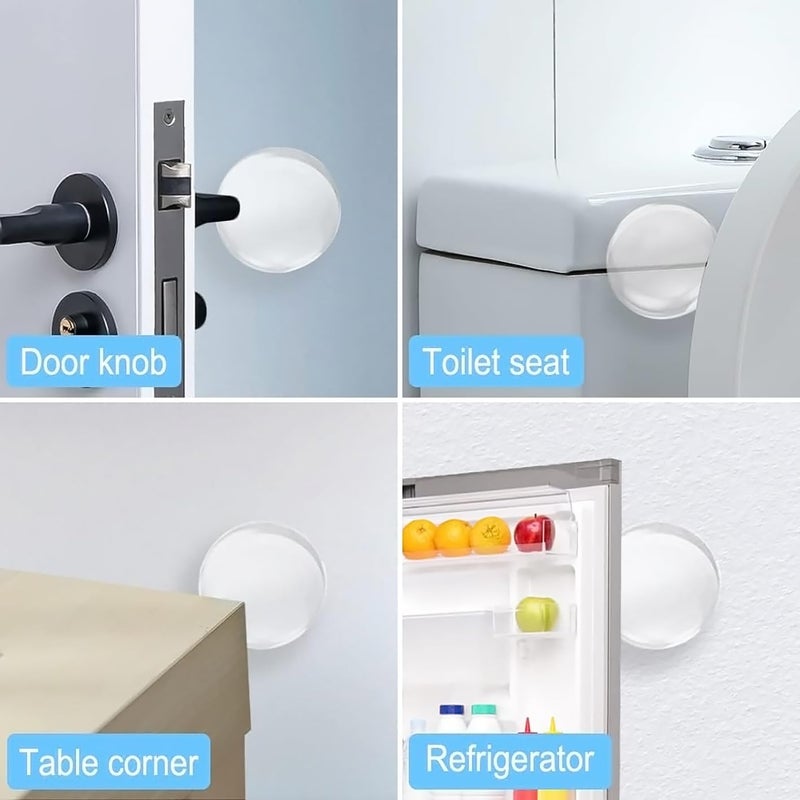 GLUN® ® Clear Rubber Door Bumper Stopers Wall Protector, 6Piece Pack Self Adhesive Door Handle Knob Wall Shield Bumper Guard for Wall Pack of 1 - Image 2