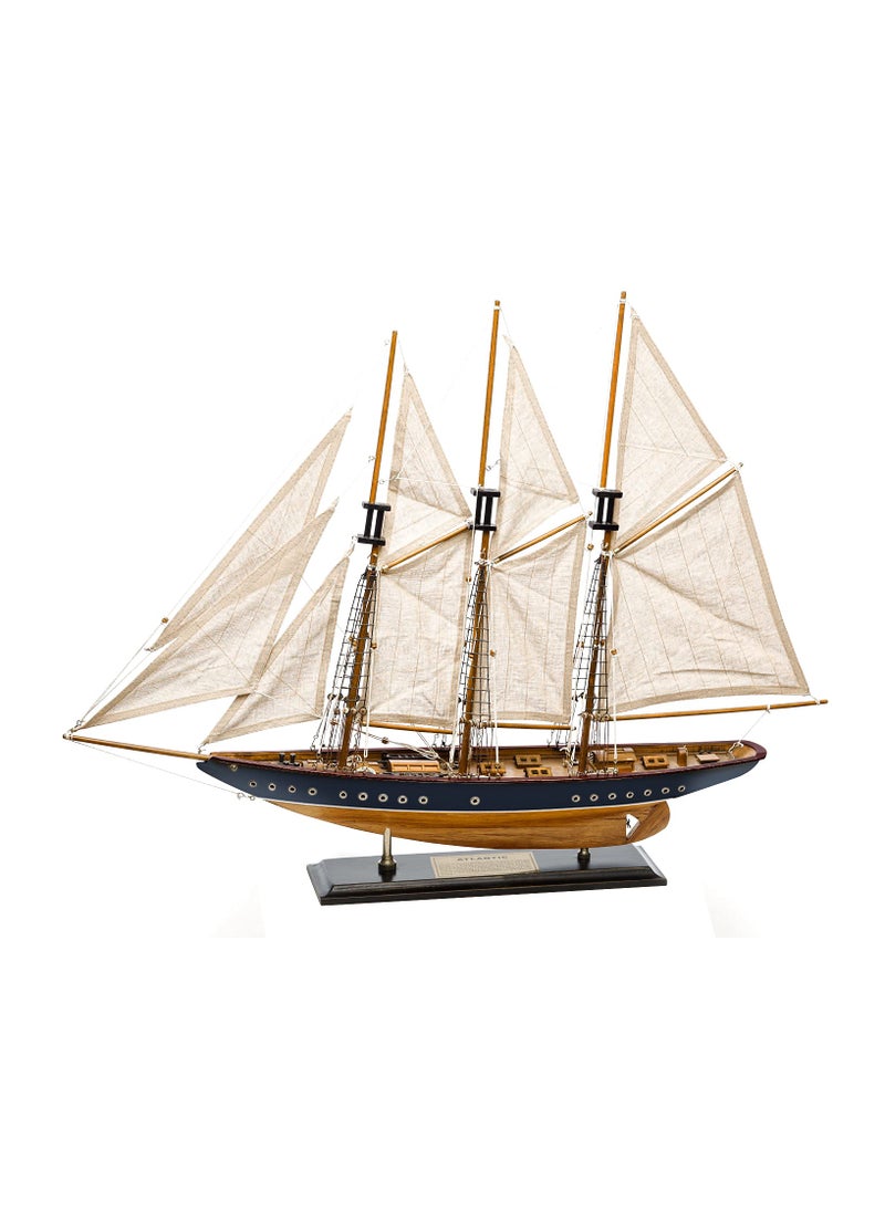 HOME DECOR SAILINGSTORY SAILINGSTORY 30 Wooden Sailboat Model Ship Sailboat Decor Schooner Atlantic 150 Scale Replica Navy and Walnut Antique Finish 