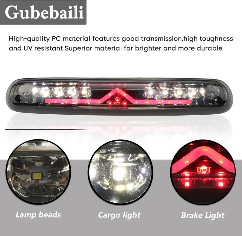 Gubebaili LED Third Brake Light Cargo Light for 2007-2013 Chevy Silverado/GMC Sierra 1500 2500HD 3500HD - Smoke Lens Chrome Housing - Image 5