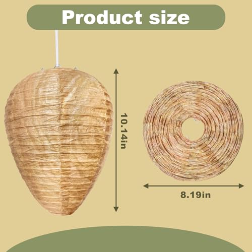 Stingmon 4 Pack Paper Fake Wasp Nest Decoy Hanging, Fake Hornet Nest Decoy Carpenter Bee Deterrent, Wasps Trap Wasp Deterrent Outdoor Yellow Jacket Carpenter Bee Traps for Outsides Garden Patio - Image 5