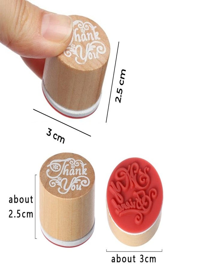 Oytra Rubber Stamps Wooden Round Block Set of 6 Word Printing for Bullet Journal Journaling Scrapbooking Invitations Good Luck Miss You Thank You for You My Friend Love (Word Message Stamp Set) - Image 3