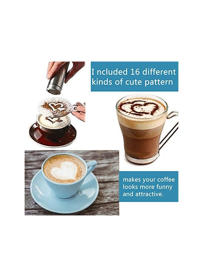 S-TOP Coffee Stencils Cappuccino Latte Art 16Pcs Plastic Diy Tools For Coffee Decorating - Image 4