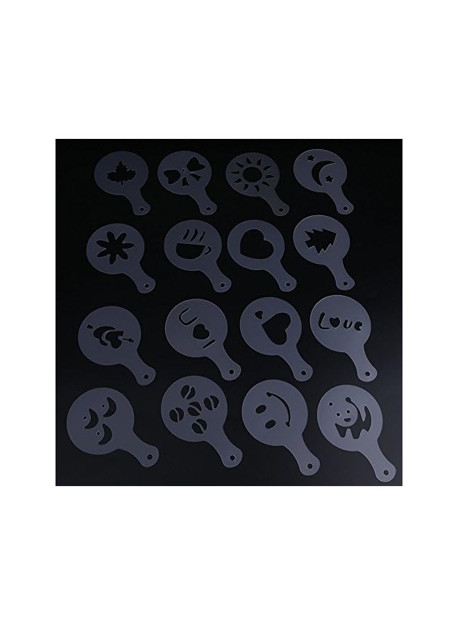 S-TOP Coffee Stencils Cappuccino Latte Art 16Pcs Plastic Diy Tools For Coffee Decorating - Image 3