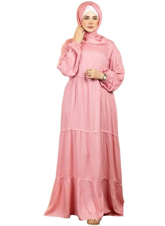 Hanady - Elegant Prayer Garment – Cotton Viscose Fabric – Free Size for All Sizes pink - Image 1