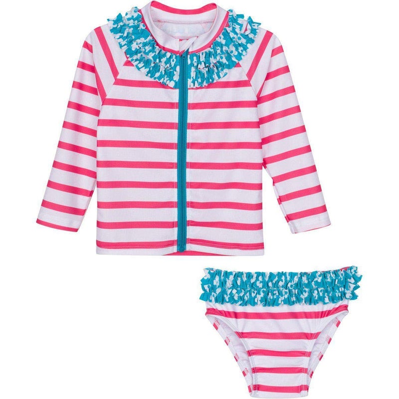 SwimZip Splish Splash - UV Sun Protective Rash Guard Swimsuit Set by SwimZip Swimwear, Red, 6-12 Month - Image 5