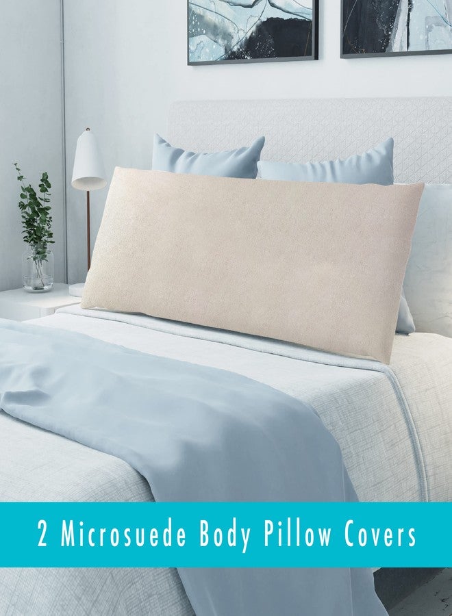 Fresh Ideas Microsuede Body Pillow Cover, 20 inches by 54 inches, Natural, 2-Pack - Image 2
