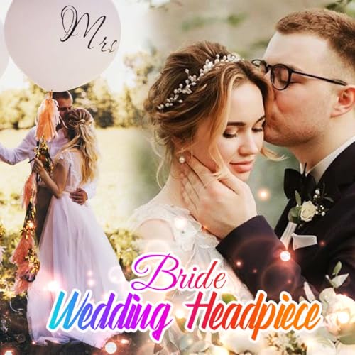 Catery Pearl Bridal Headband Silver Rhinestone Hair Vine Headpiece Wedding Hair Accessories for Brides - Image 3
