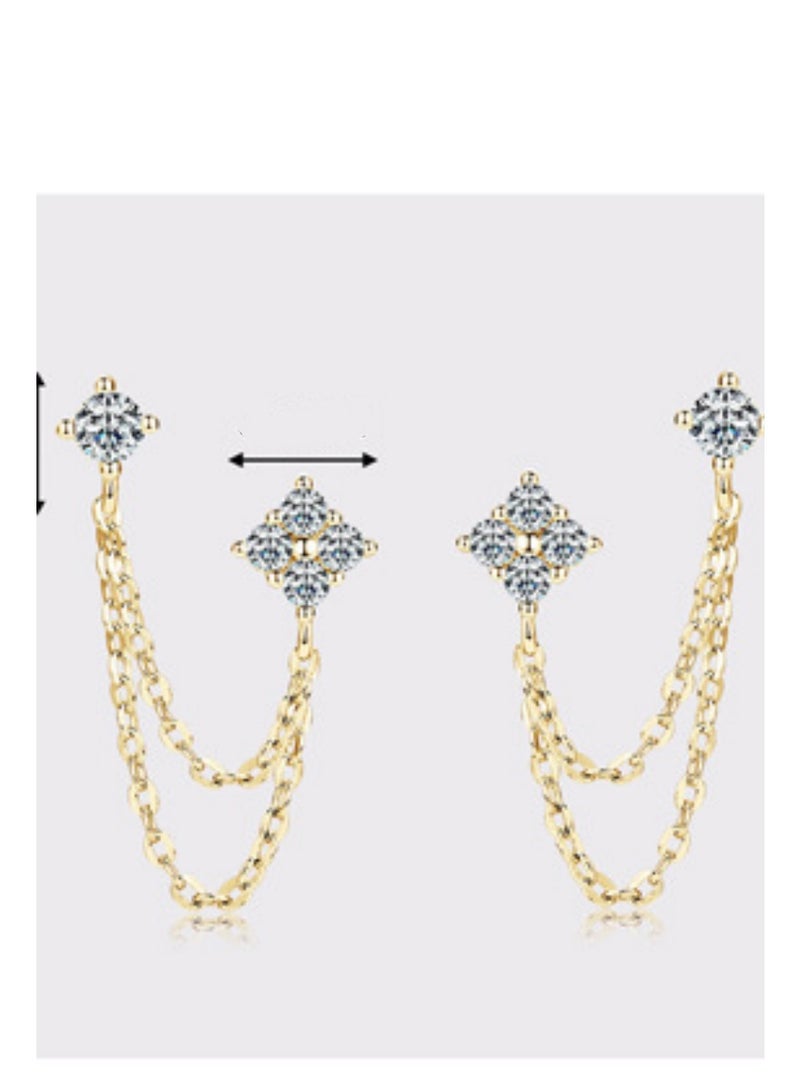 KUYING Clover Double Earhole Mosang Diamond Earnail 
