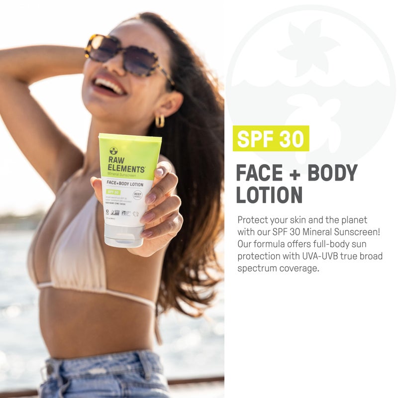 Raw Elements Face and Body Mineral Sunscreen SPF 30 Tube, Organic Sunblock Daily Protection, Non Toxic Reef Safe, Water Resistant, Cruelty Free, 3 oz (Pack of 1) - Image 3