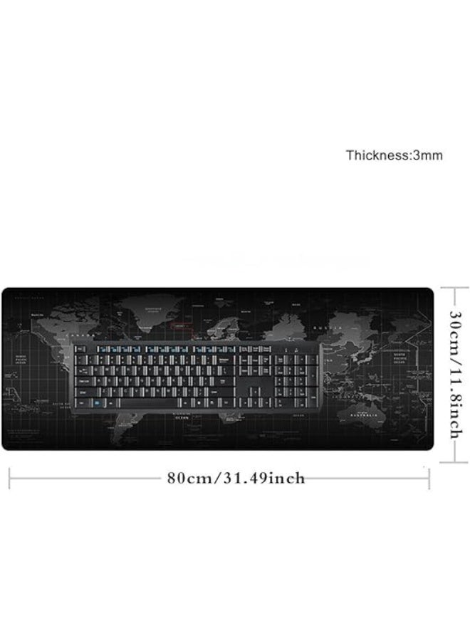 XXL Extended Gaming Mouse Pad - World Map Design, Non-Slip, Waterproof Desk Mat with Stitched Edges (80x30cm) - Image 3