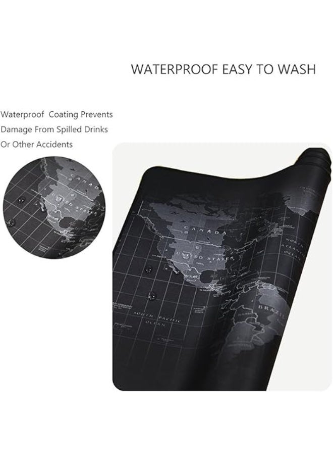 XXL Extended Gaming Mouse Pad - World Map Design, Non-Slip, Waterproof Desk Mat with Stitched Edges (80x30cm) - Image 1