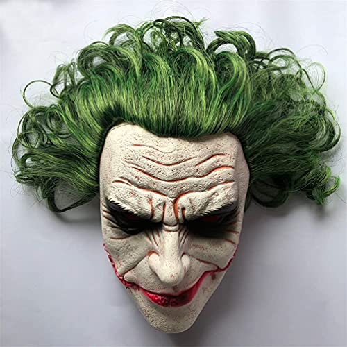 Mltao Latex Mask Costume Cosplay Man Smile Mask with Green Hair Halloween Adult Role Play Costumes Dress Up Garden Yard Party Props - Image 3