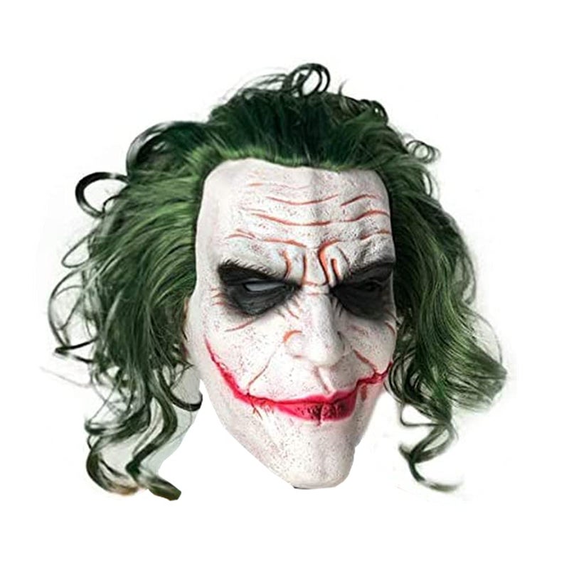 Mltao Latex Mask Costume Cosplay Man Smile Mask with Green Hair Halloween Adult Role Play Costumes Dress Up Garden Yard Party Props - Image 1