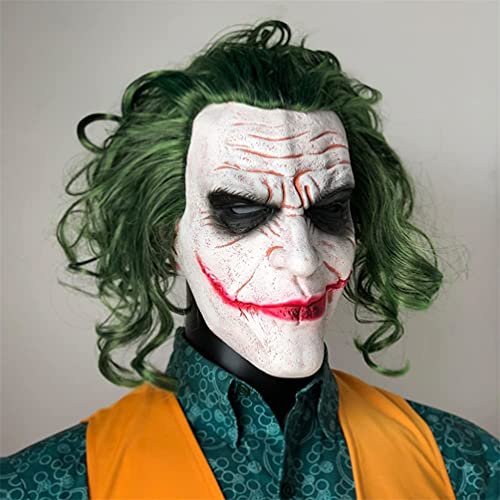 Mltao Latex Mask Costume Cosplay Man Smile Mask with Green Hair Halloween Adult Role Play Costumes Dress Up Garden Yard Party Props - Image 5