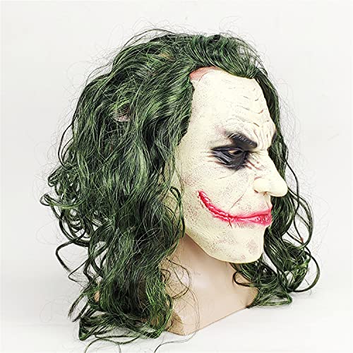 Mltao Latex Mask Costume Cosplay Man Smile Mask with Green Hair Halloween Adult Role Play Costumes Dress Up Garden Yard Party Props - Image 4