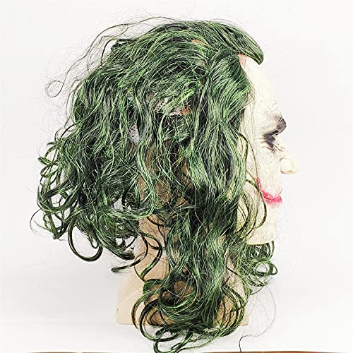 Mltao Latex Mask Costume Cosplay Man Smile Mask with Green Hair Halloween Adult Role Play Costumes Dress Up Garden Yard Party Props - Image 2