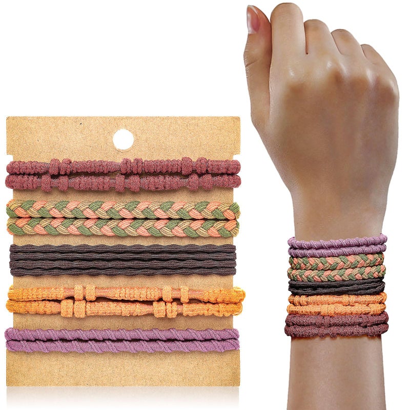 KANPRINCESS Hair Tie Bracelet 10Pcs Boho Hair Ties For Girls and Women Elastic Hair Ties Hair Bands For Ponytails Ponytail Holder For Daily Life Sport Cooking Working