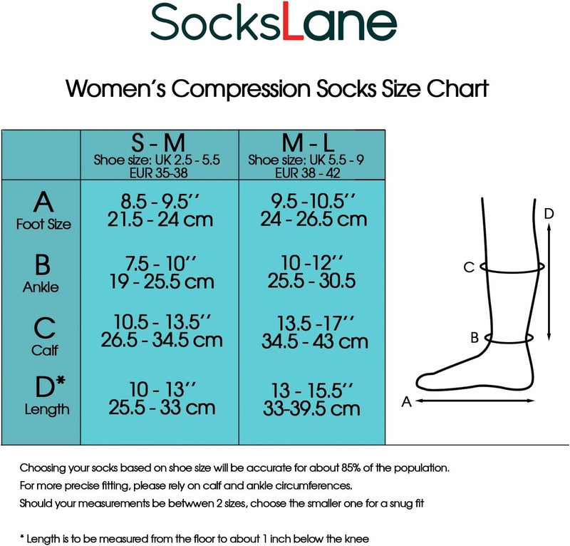SocksLane جوارب ضغط قطنية من للنساء والرجال. دعم بطول الركبة بقوة 15-20 مم زئبق - Image 2