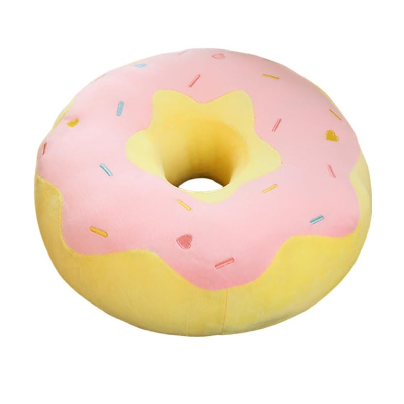 Round Donut Pillow 15 Inches Soft Plush Funny Food Stuffed Decor Seat Pad Cushion for Couch Chair Floor Sofa Pink Yellow