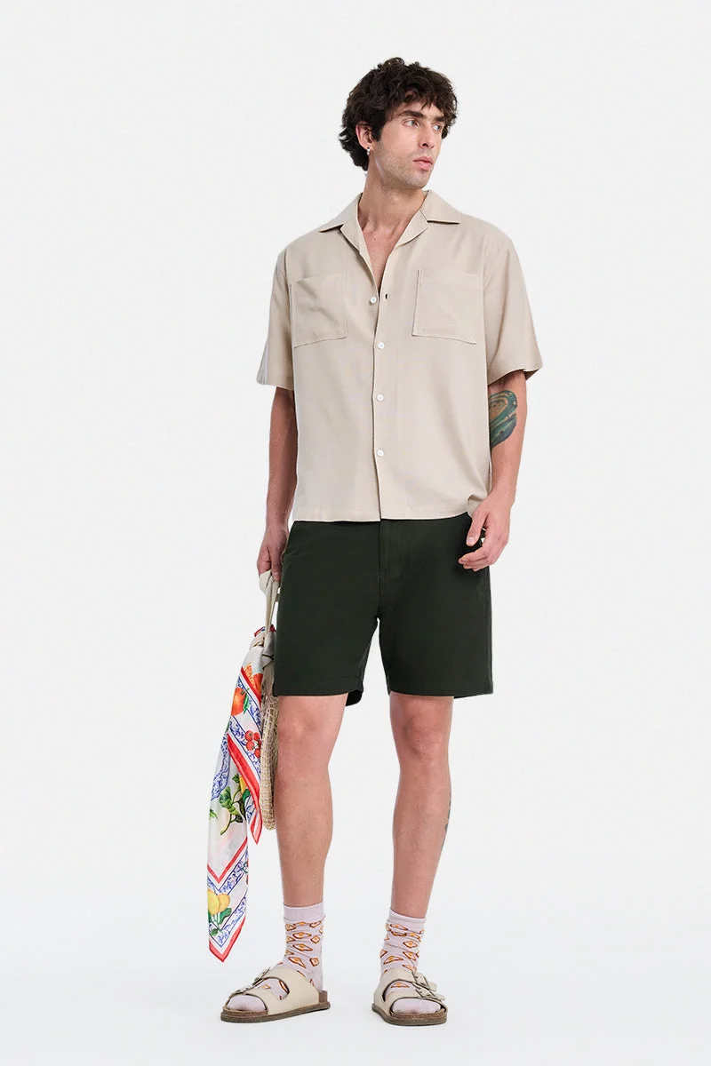 SNITCH Olive Solid Relaxed Casual Shorts