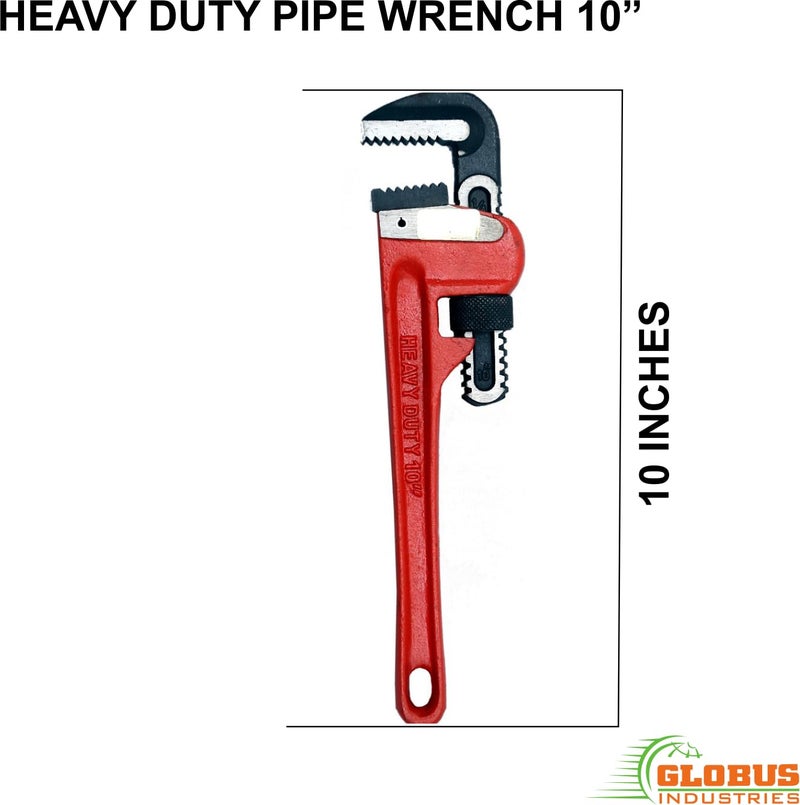 GLOBUS 924- Pipe Wrench Set 8", 10", 12" (Pack of 3) Adjustable Plumbing Wrenches I Professional Plumbing Tools I for Gripping round objects, mechanics, maintenance workers Home & Professional Use. - Image 3