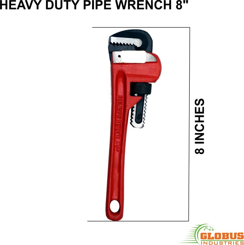 GLOBUS 924- Pipe Wrench Set 8", 10", 12" (Pack of 3) Adjustable Plumbing Wrenches I Professional Plumbing Tools I for Gripping round objects, mechanics, maintenance workers Home & Professional Use. - Image 2