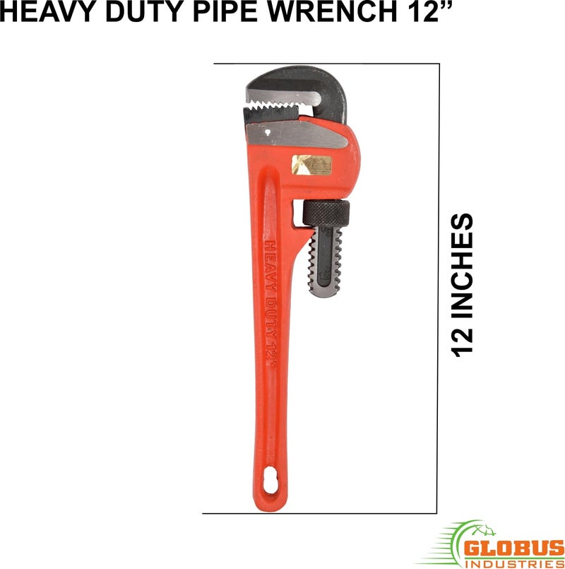 GLOBUS 924- Pipe Wrench Set 8", 10", 12" (Pack of 3) Adjustable Plumbing Wrenches I Professional Plumbing Tools I for Gripping round objects, mechanics, maintenance workers Home & Professional Use. - Image 4