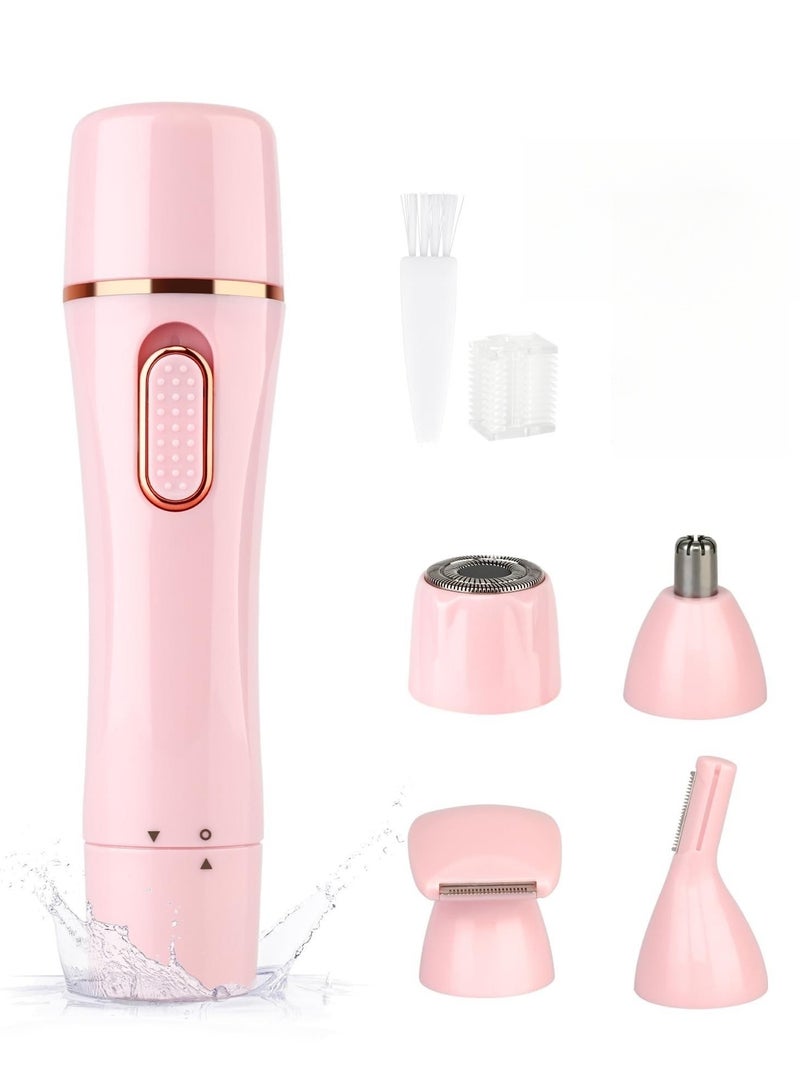 SOLARAE Electric Shaver for Women, 4 in 1 Women Body Shaver Set for Eyebrow for Legs, Arm, Underarm, Bikini, USB Rechargeable Razor Wet&Dry Cordless for Woman(Pink) - Image 1