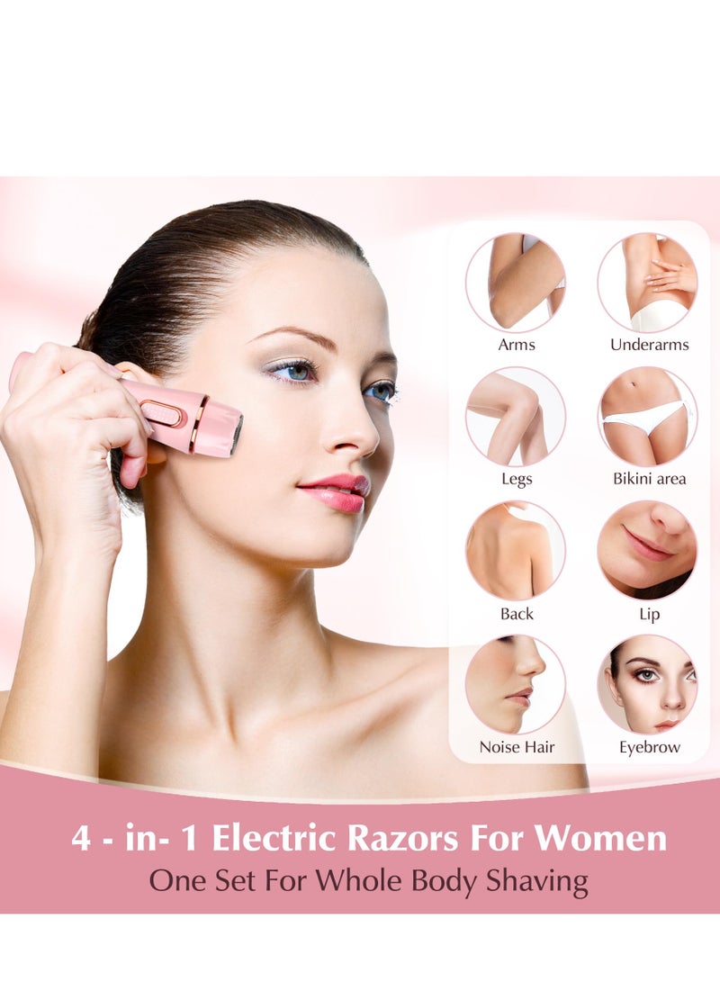 SOLARAE Electric Shaver for Women, 4 in 1 Women Body Shaver Set for Eyebrow for Legs, Arm, Underarm, Bikini, USB Rechargeable Razor Wet&Dry Cordless for Woman(Pink) - Image 2
