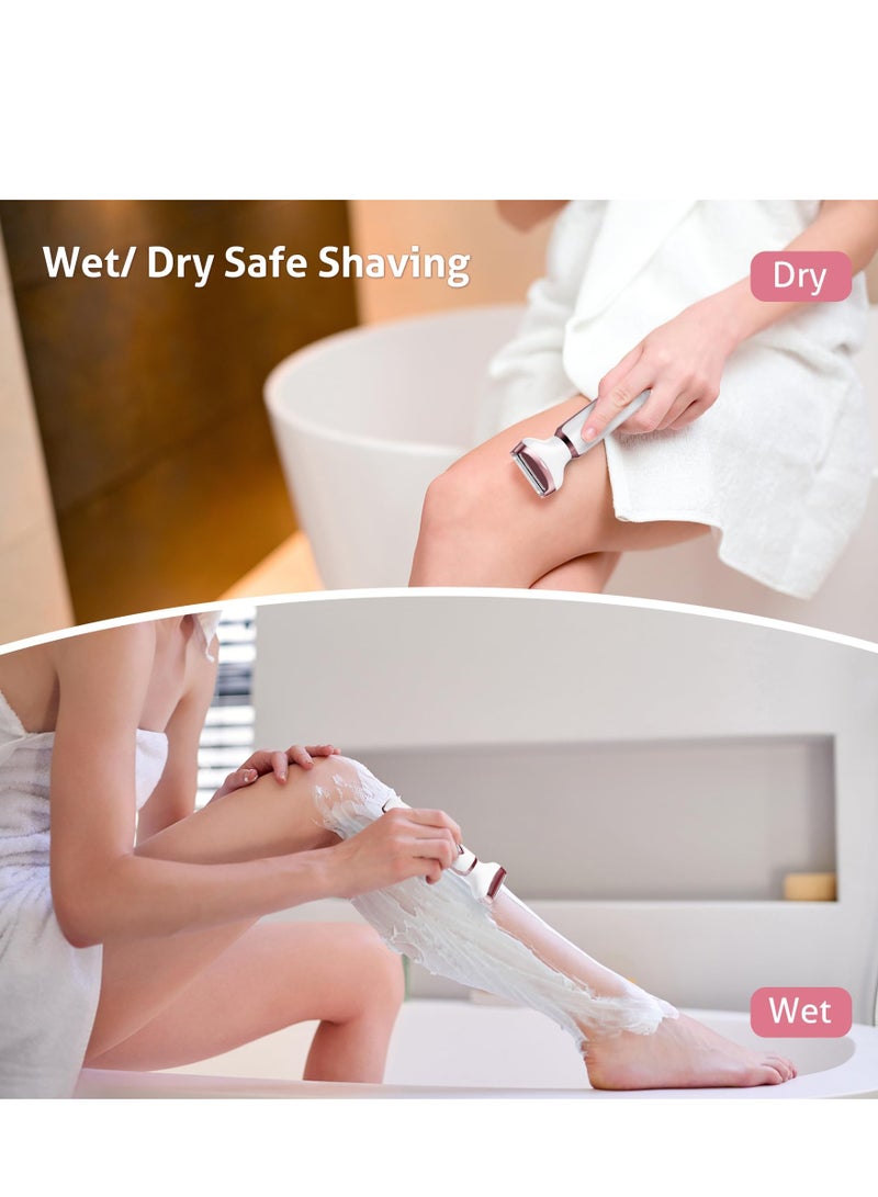 SOLARAE Electric Shaver for Women, 4 in 1 Women Body Shaver Set for Eyebrow for Legs, Arm, Underarm, Bikini, USB Rechargeable Razor Wet&Dry Cordless for Woman(Pink) - Image 4