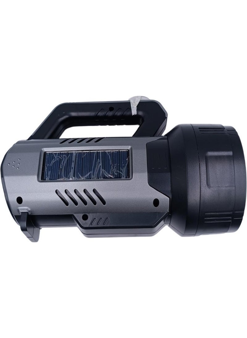 Gold Silver Solar Powered 10W High Power Multi-Function LED Flashlight  - Image 2