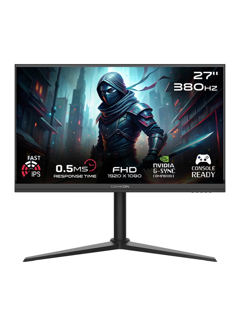 GAMEON 27" Inch Gaming Monitor Midnight Pro-Series (1920x1080) FHD Fast IPS Panel, 380Hz Refresh Rate, MPRT 0.5ms Response Time, HDMI 2.1 (Support PS5) GOMP27FHD380IPS | Black - Image 1