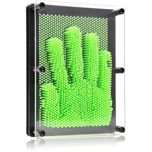 PowerTRC 3D Pin Art Sculpture Pin Impression Toy 8X6 Hand Mold Novelty Gifts Green - Image 1
