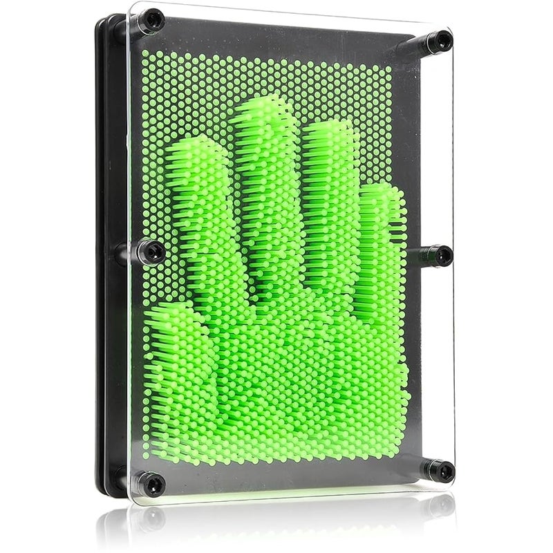 PowerTRC 3D Pin Art Sculpture Pin Impression Toy 8X6 Hand Mold Novelty Gifts Green - Image 2