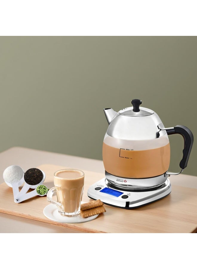 Gulf Dalla Karak Tea Maker – Digital Electric Kettle, LCD Display, 1.2L, 1000W, Automatic Tea Brewing – GA-C93882 Silver - Image 4