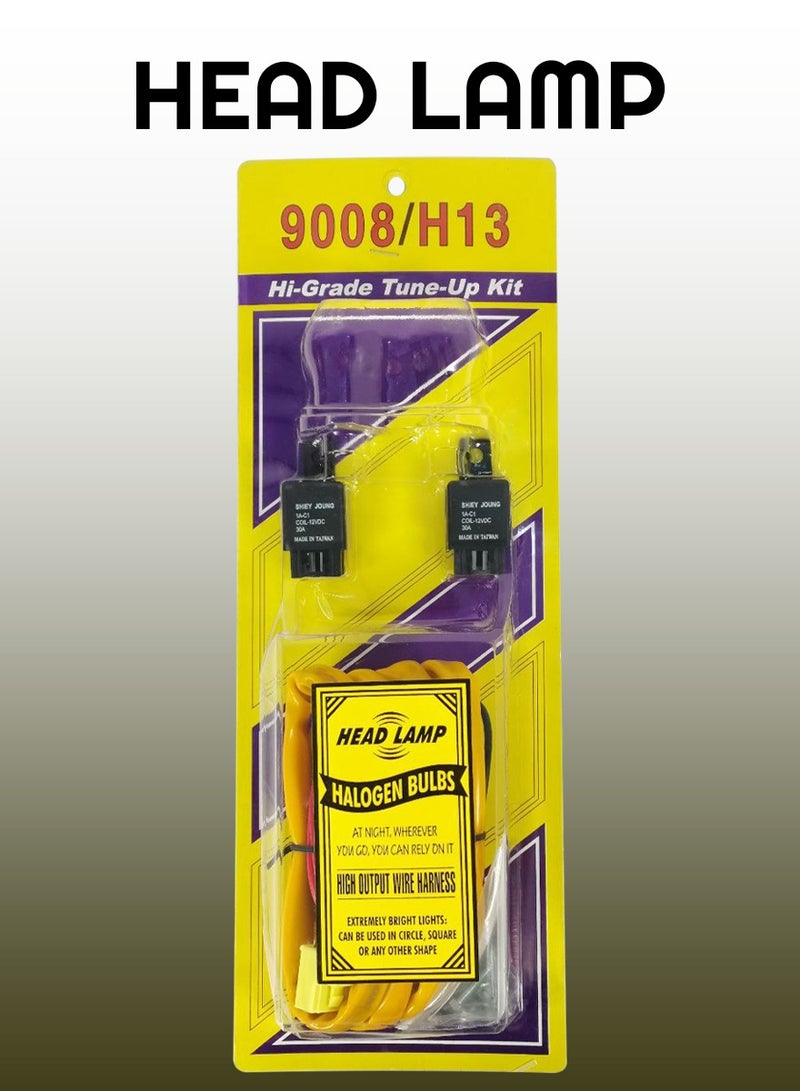 إسكدنيا مجموعة أسلاك المصابيح الأمامية عالية الجودة 9008/H13 مع مرحلات - مجموعة ضبط عالية الأداء، دبابيس متعددة، مجموعات تحويل المصابيح الأمامية عالية الجودة من تايوان - Image 1