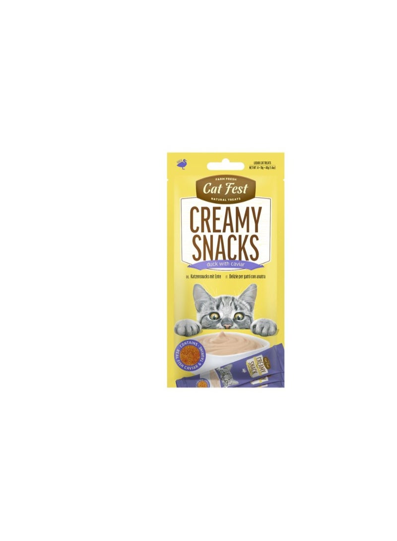 Cat Fest Creamy Snacks Duck with Caviar – 4x10g | Premium Creamy Treat for Cats - Image 1