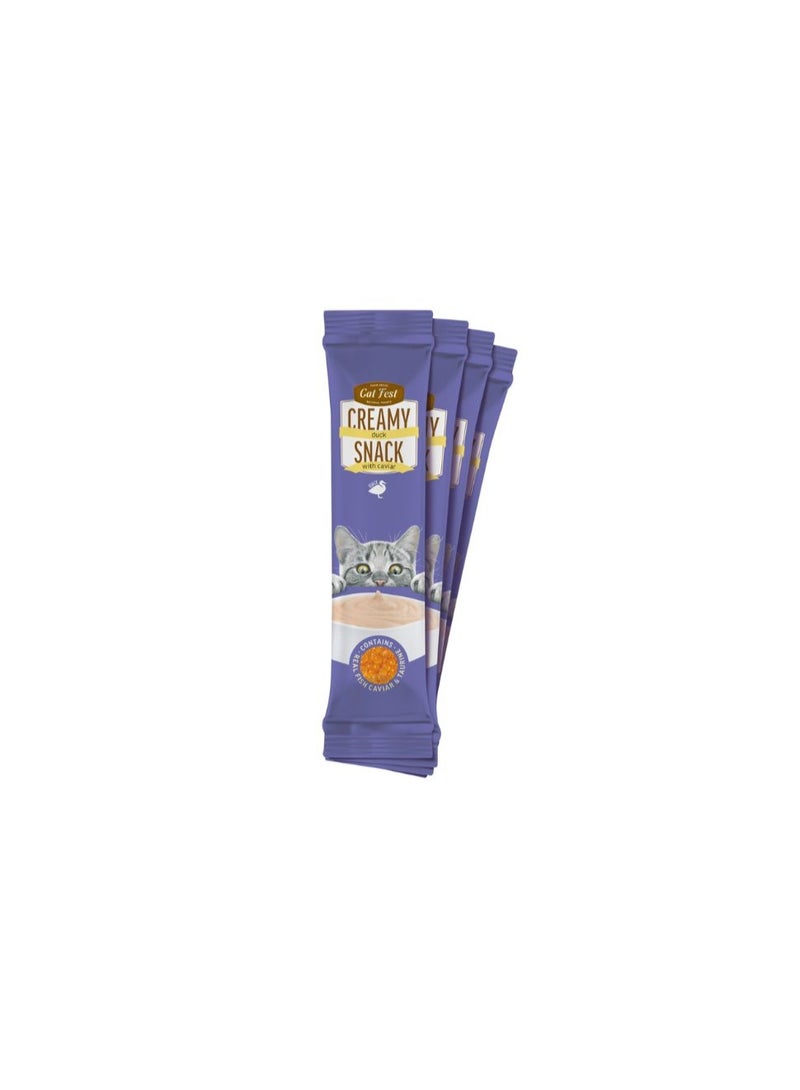 Cat Fest Creamy Snacks Duck with Caviar – 4x10g | Premium Creamy Treat for Cats - Image 3