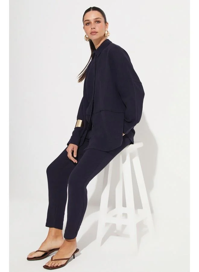 JUNE June Shirt & Trousers Set Navy