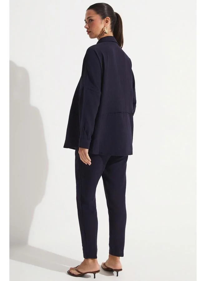 JUNE June Shirt & Trousers Set Navy