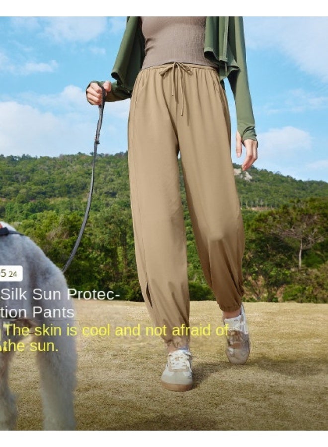 Cool Sun-proof】spring/summer Bestseller Women's Casual Pants, Ankle-length Sun Protection Trousers, Tummy Control High Waist, Cooling & Leg-lengthening - Image 1