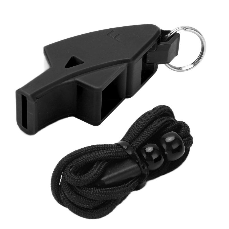 Professional Football Whistle: Black High Impact Resistant Plastic - Loud Crisp Sound Sports Whistle with Lanyard for Referees, Sporting Events, Camping, Hiking Outdoor Activities - Image 1
