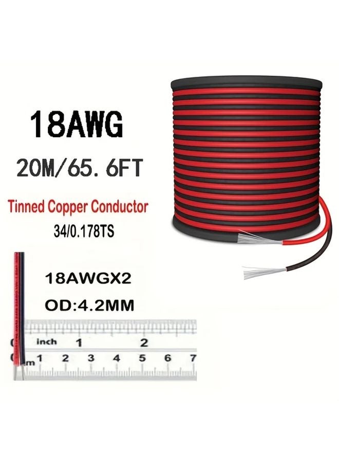18AWG 2 Core Parallel PVC Cable 7874 Inch Flexible Tinned Copper Wire For LED - Image 1
